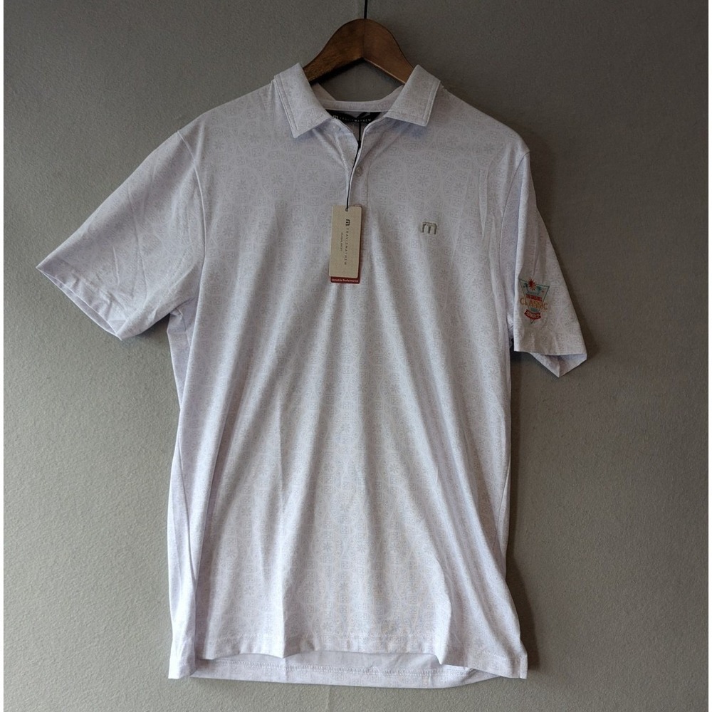 NWT Travis Mathew Free Passage Polo Men Gray Geometric Golf Shirt Greghilll Sz M